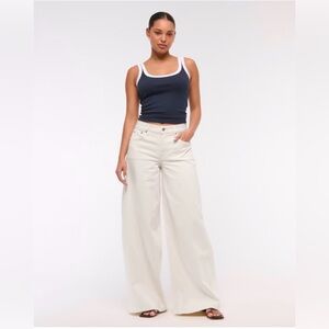 Linen-Blend Ultra Wide Leg Jean
